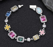 Gold-Plated Hip-Hop Gemstone Necklace