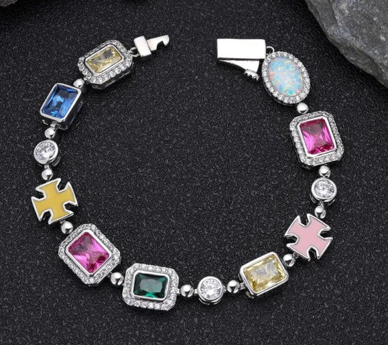 Gold-Plated Hip-Hop Gemstone Necklace