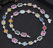 Gold-Plated Hip-Hop Gemstone Necklace
