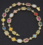Gold-Plated Hip-Hop Gemstone Necklace